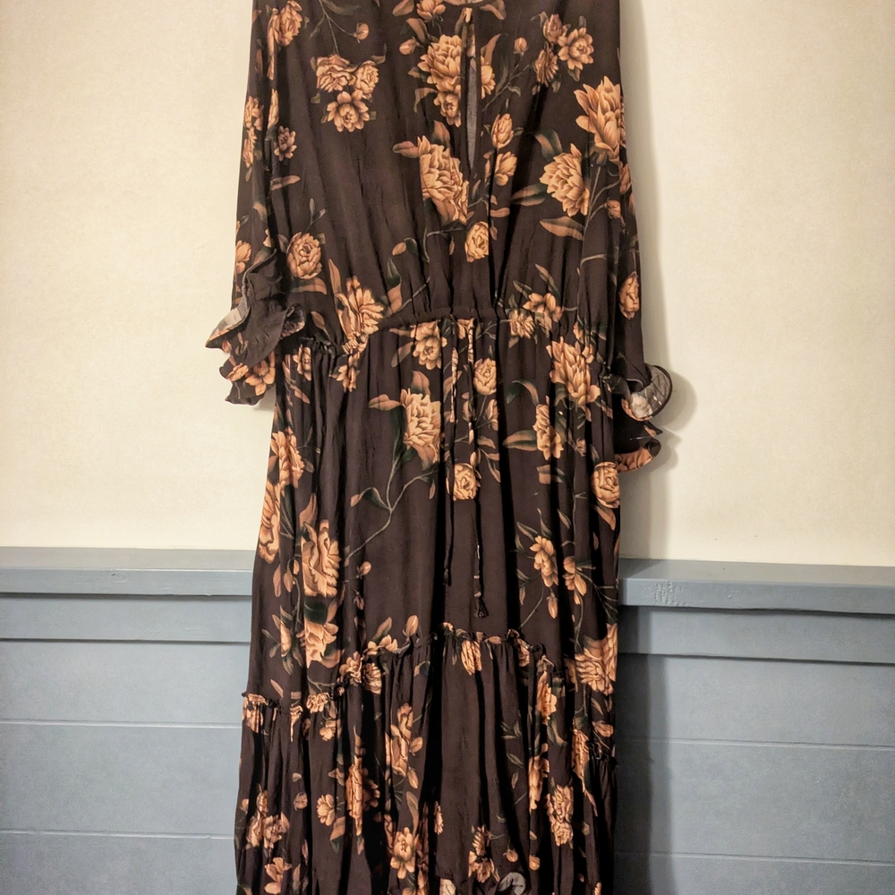 H&M Floral Long Sleeve Dress - Black and Brown